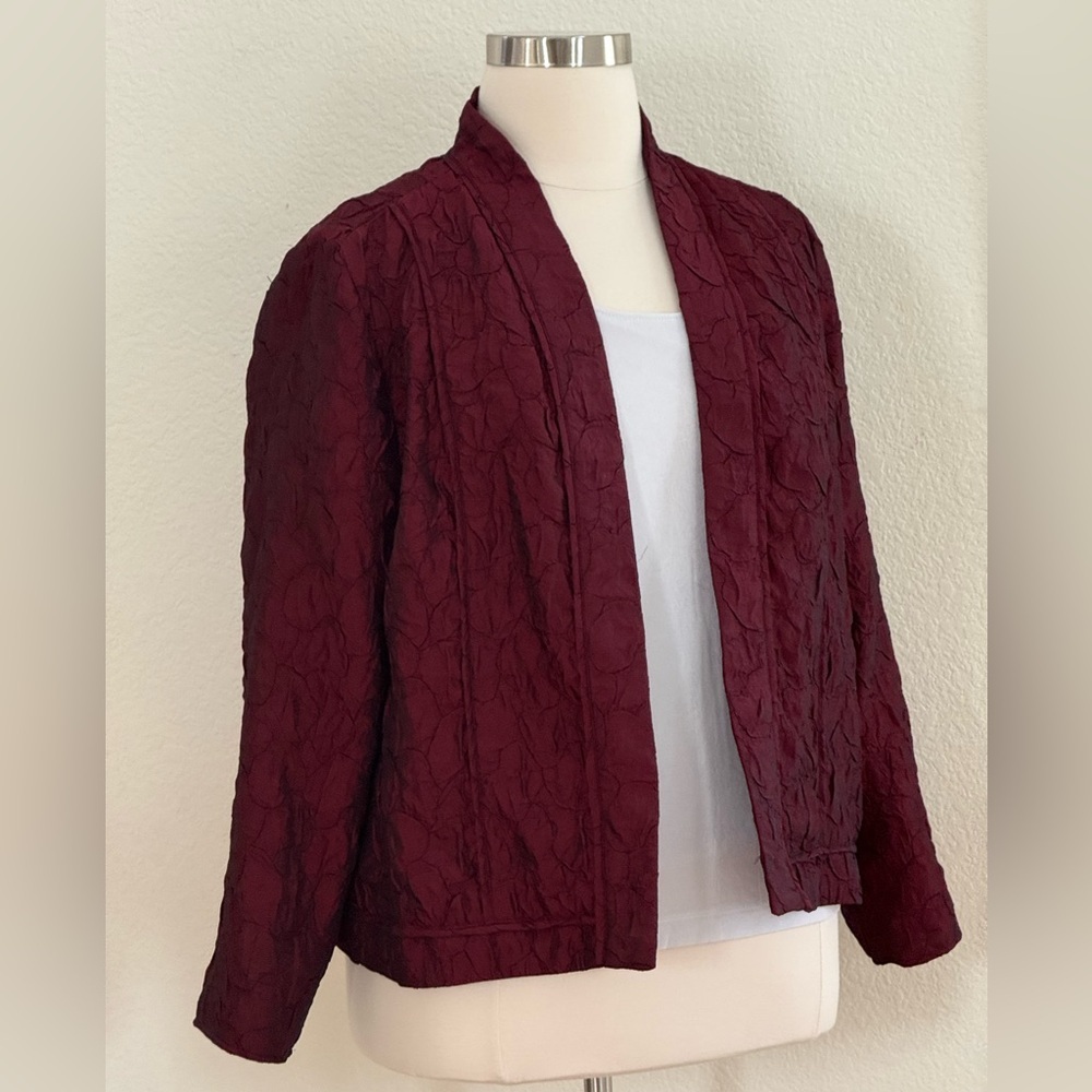 Chico's Deep Burgundy Textured Blazer Size 16 (Chico’s size 3) - Picture 4 of 16
